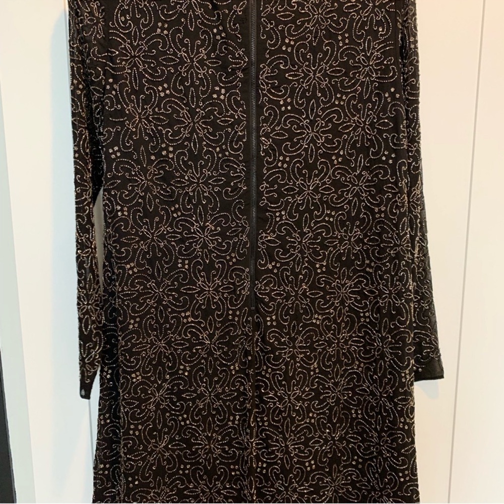 Alice + Olivia black Marcia Long Sleeve Beaded Dress size 6 - Picture 4 of 6